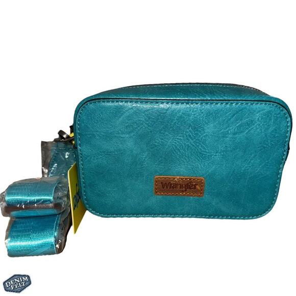 Wrangler Teal/Turquoise Snapshot Camera Shoulder/Crossbody Bag w/ Guitar Strap - Picture 2 of 16